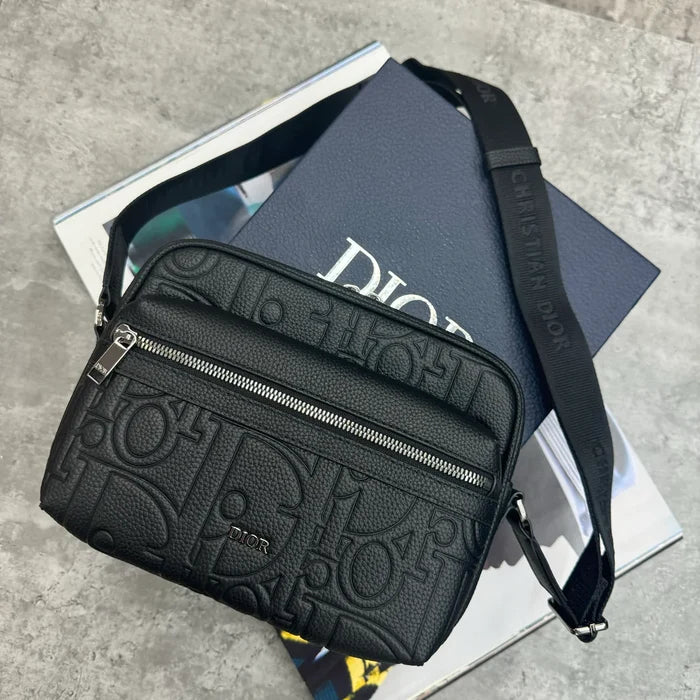 CD LEATHER BAG - BLACK
