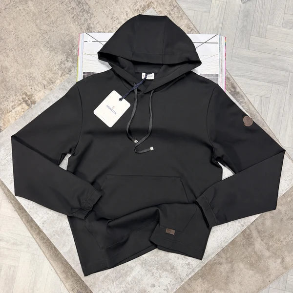 MNCLR LEATHER LOGO HOODIE - BLACK