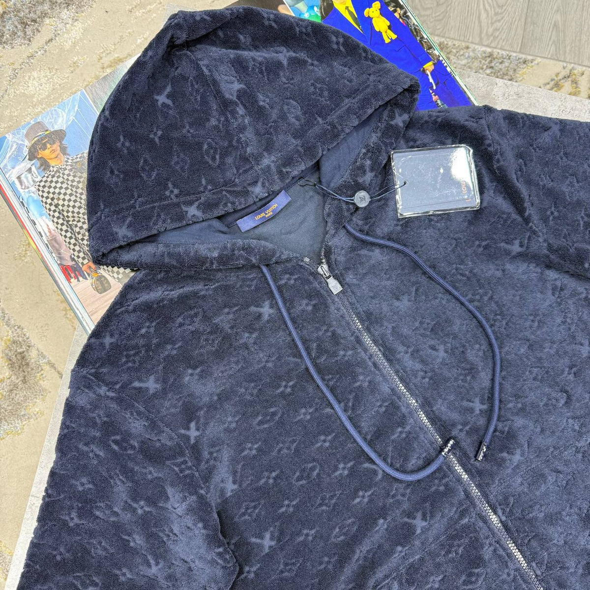 LV ZIP FLEECED HOODIE NAVY