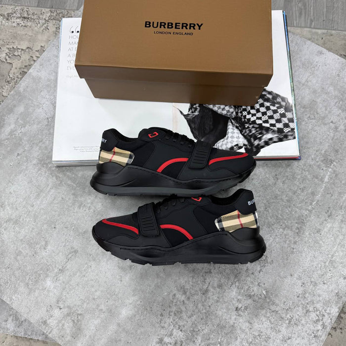BBR SUEDE LEATHER SNEAKERS - BLACK/RED