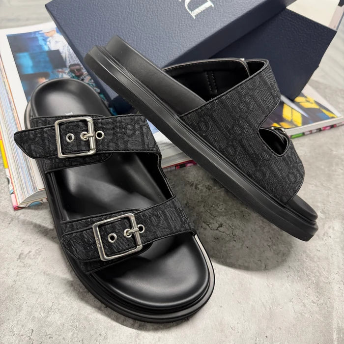 CD OBLIQUE SANDALS - BLACK