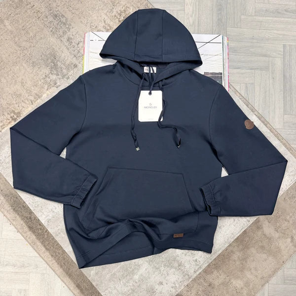 MNCLR LEATHER LOGO HOODIE - NAVY