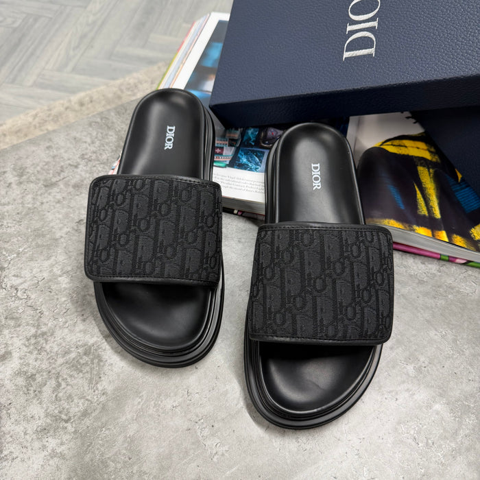CD OBLIQUE STRAP SLIDES - BLACK