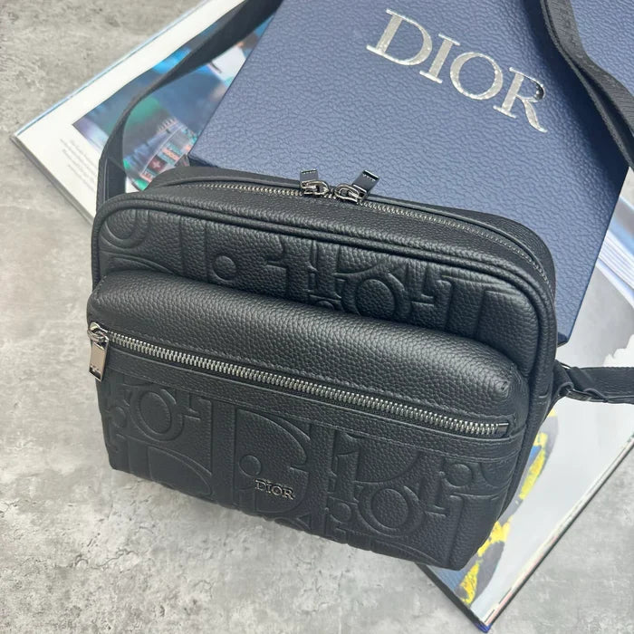 CD LEATHER BAG - BLACK