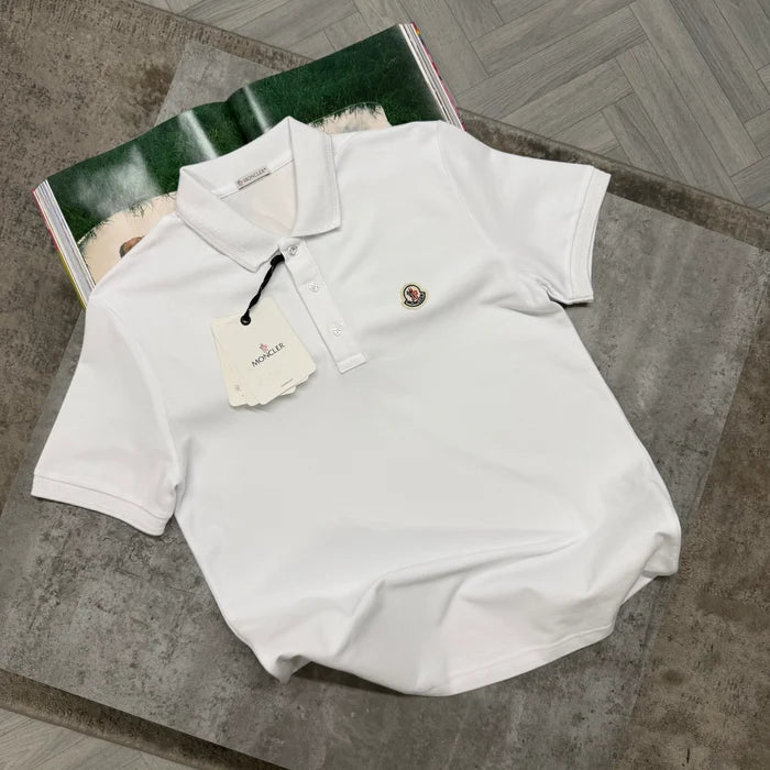 MNCLR PLEATED COLLAR POLO - WHITE