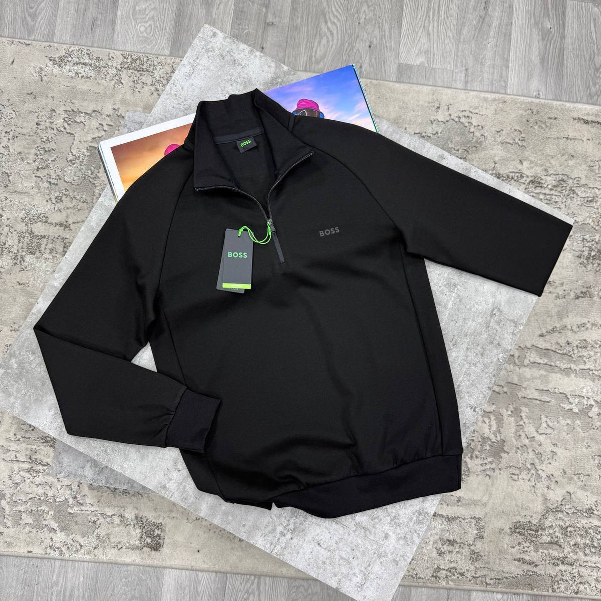 HB HALF ZIP BLACK