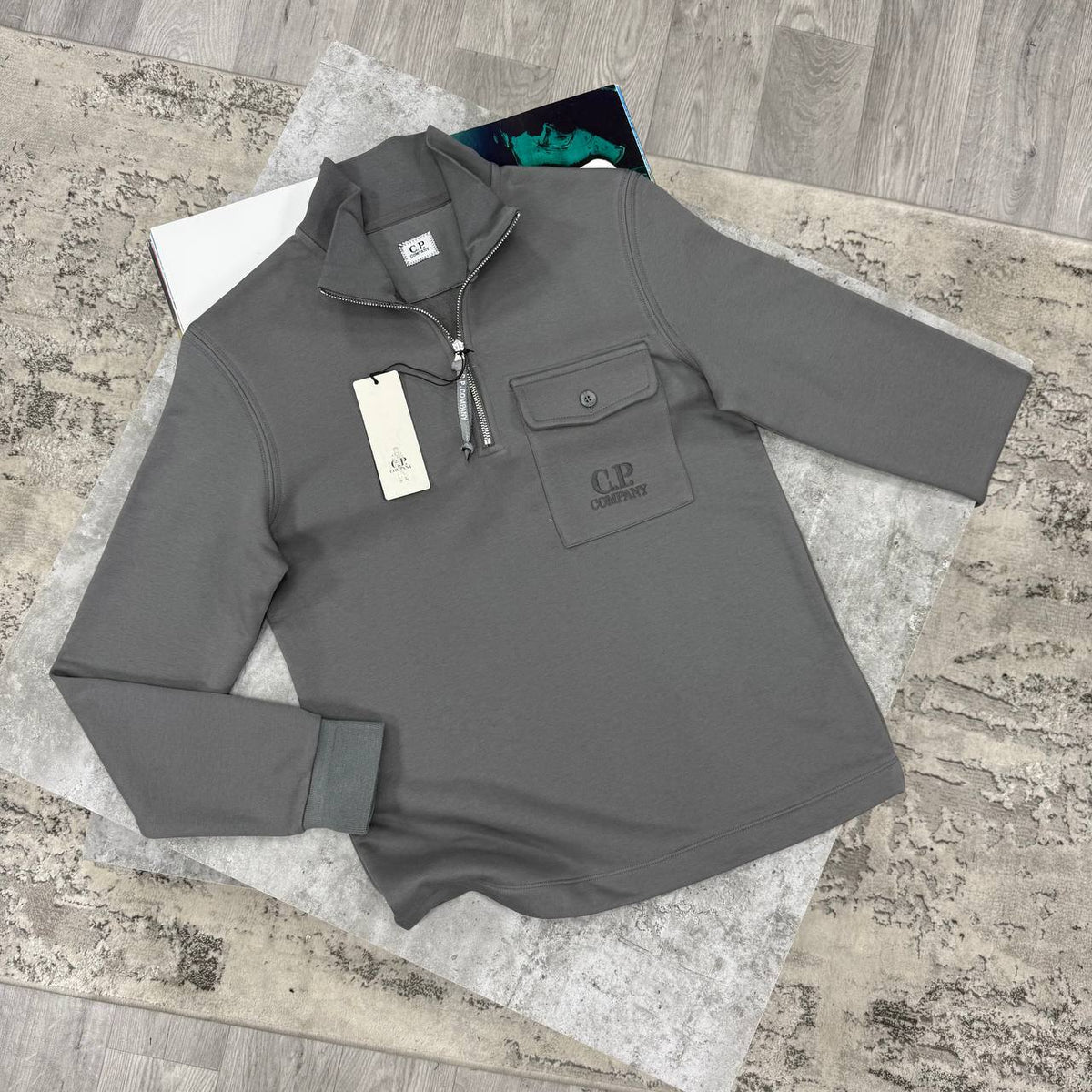 CP HALF ZIP SWEAT GREY