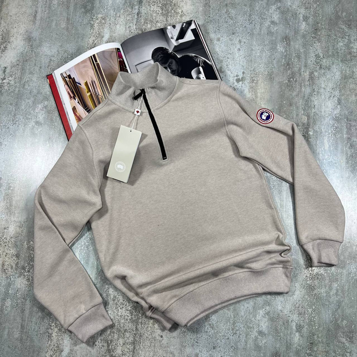 CG QUATER ZIP JUMPER BEIGE