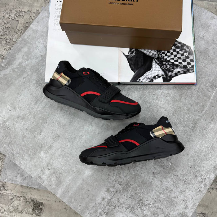BBR SUEDE LEATHER SNEAKERS - BLACK/RED